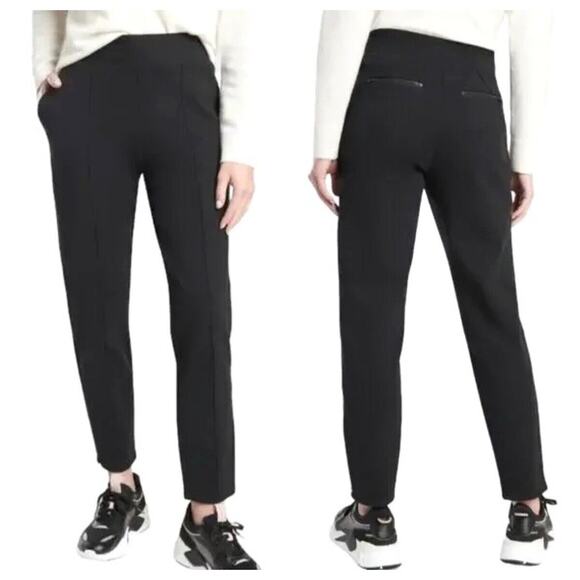 Athleta Pants Womens M Venice Heathered Pintuck Ankle Crop Pull On Charcoal Gray - Picture 1 of 9